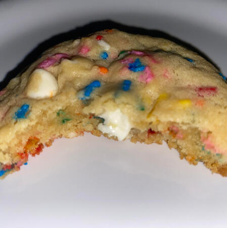 Birthday Cake Cookie - A sweet cookie bursting with colorful sprinkles and creamy vanilla chips.